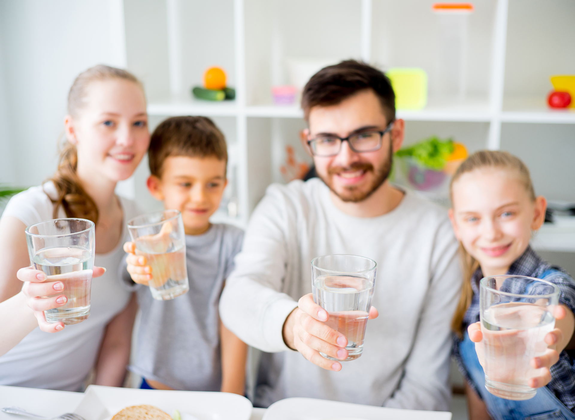 Family Drinking Water